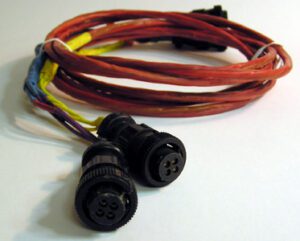 two (1 yellow and 1 blue) triplex shielded cable connectors